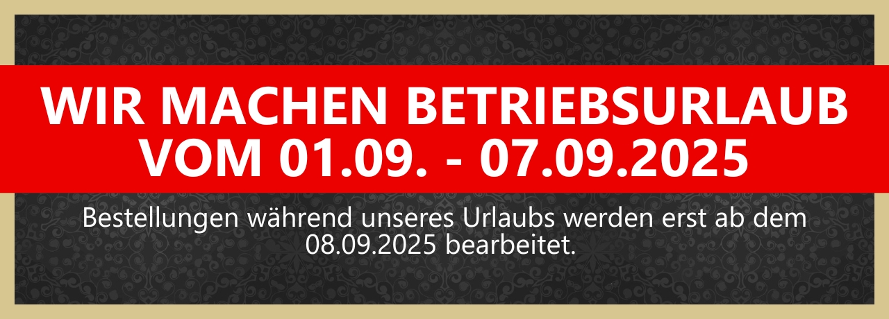 Betriebsurlaub bei BEER vom 01. bis 07.09.2025 – Bestellungen werden ab dem 08.09. wieder bearbeitet